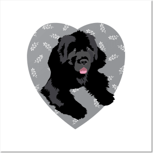 Newfoundland Dog Heart in slate gray Posters and Art